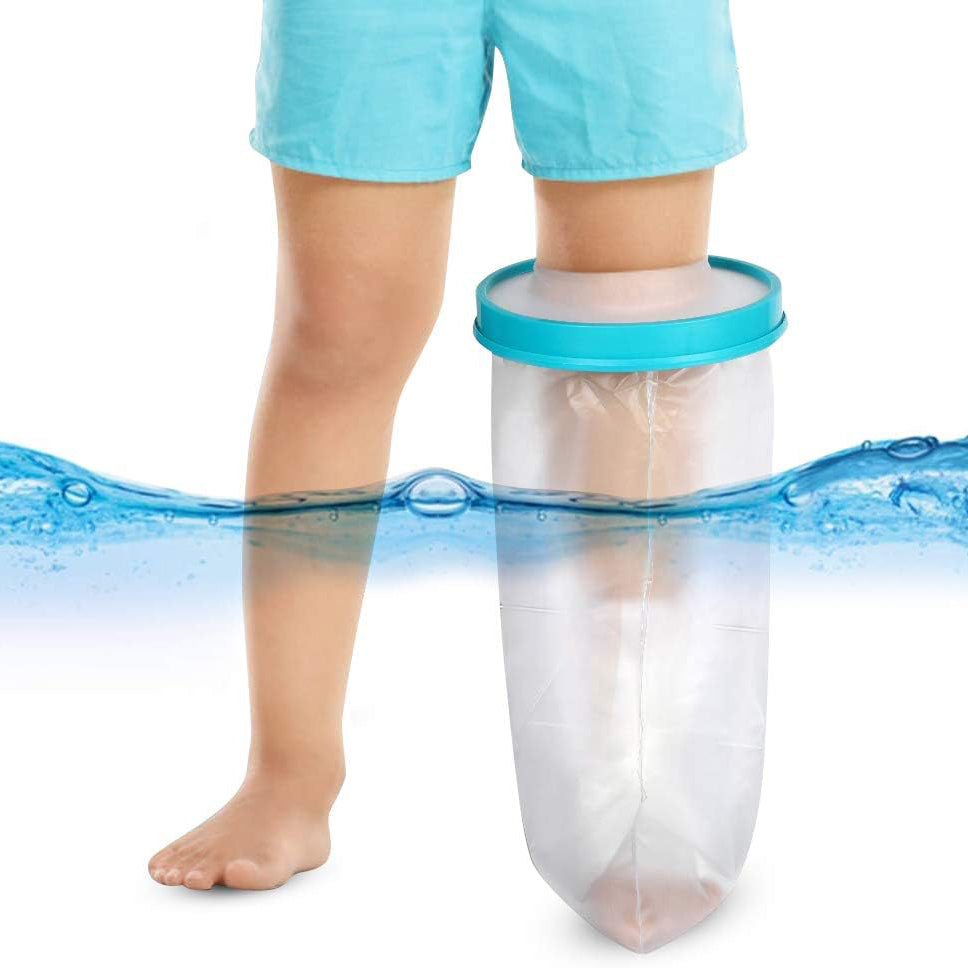 Kid's Waterproof Cast Cover Half arm Half leg protecting a child's cast while bathing or swimming.