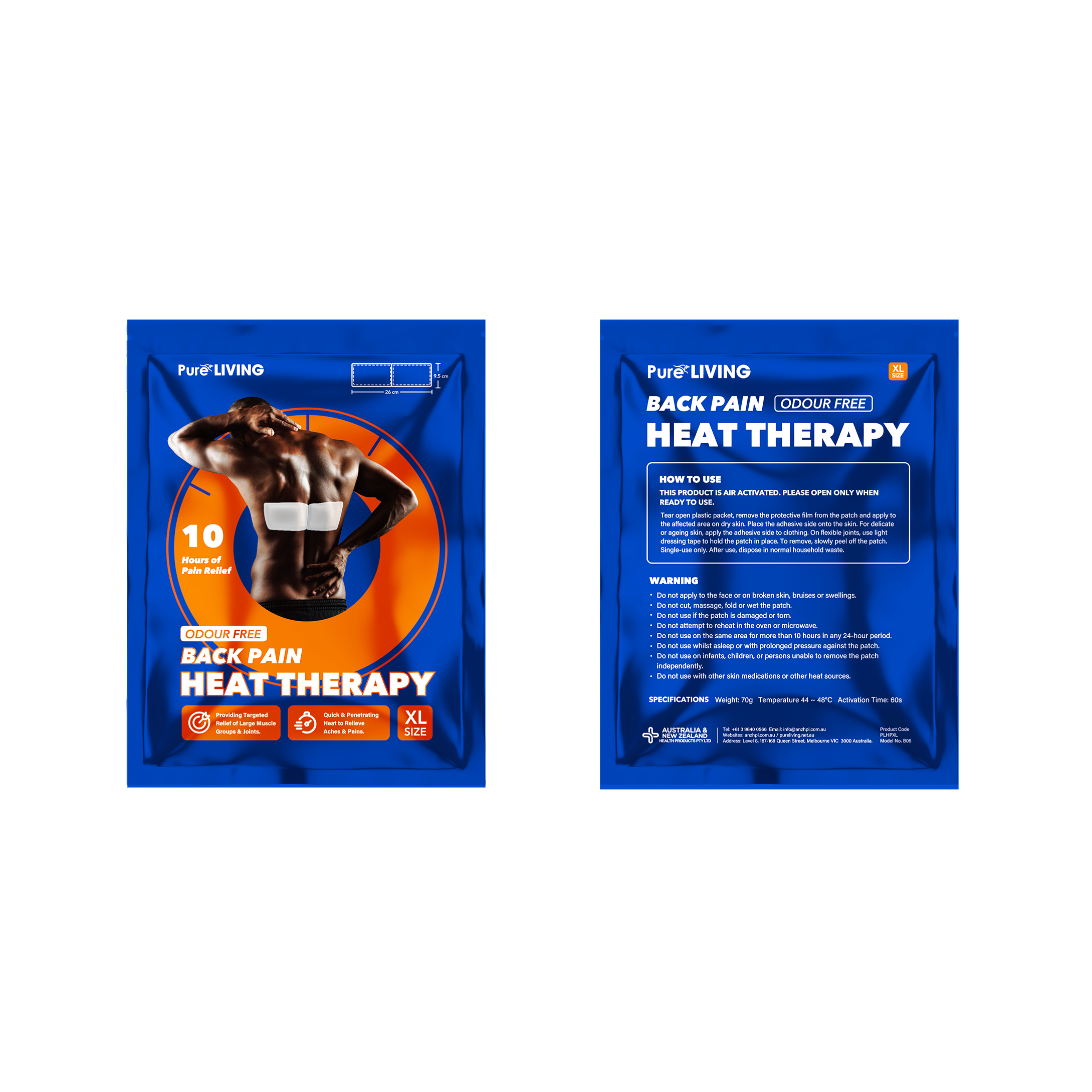 Back Pain Heat Therapy XL 3pc